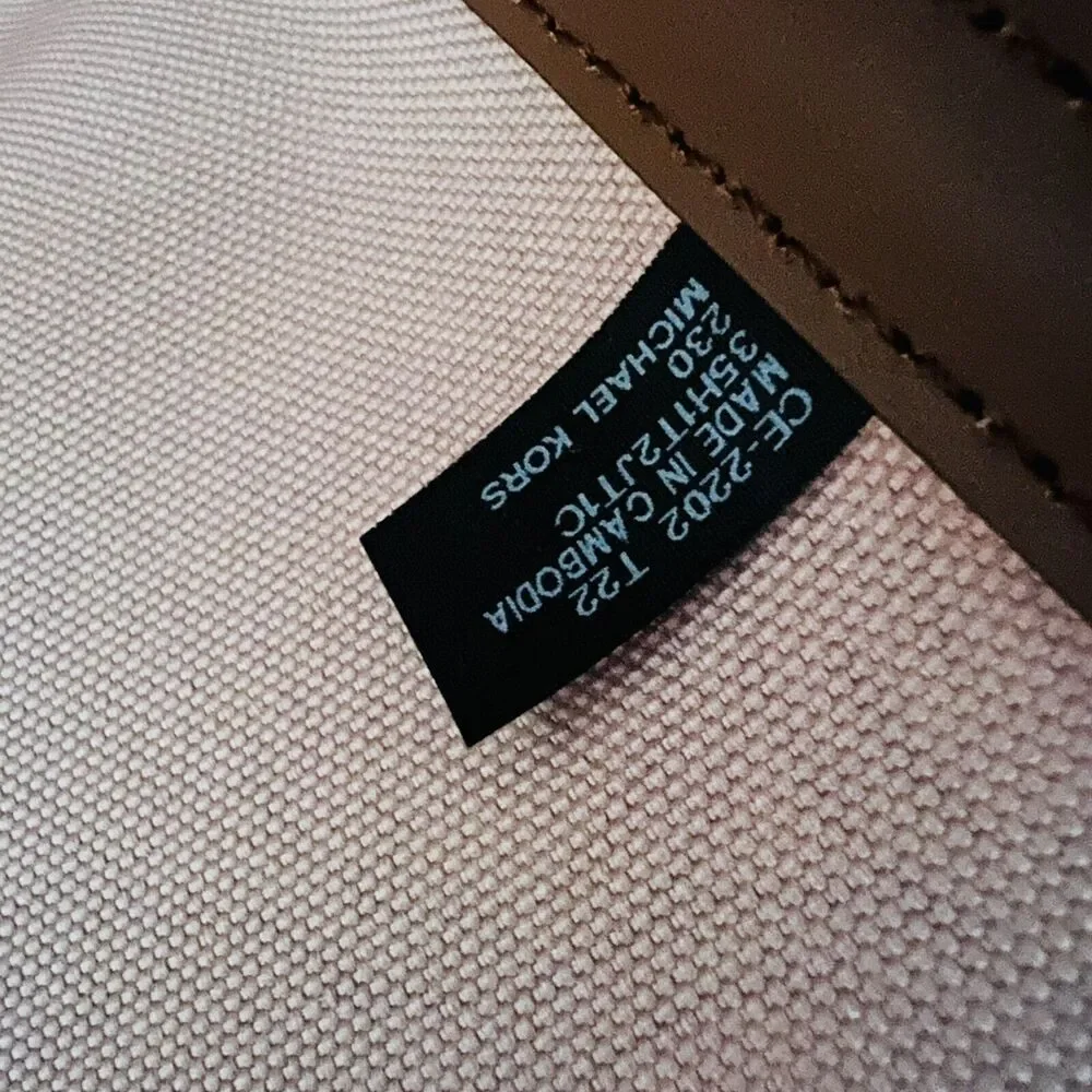 MICHAEL KORS Jodie Luggage Brown Tan Logo Print Small Tote Bag